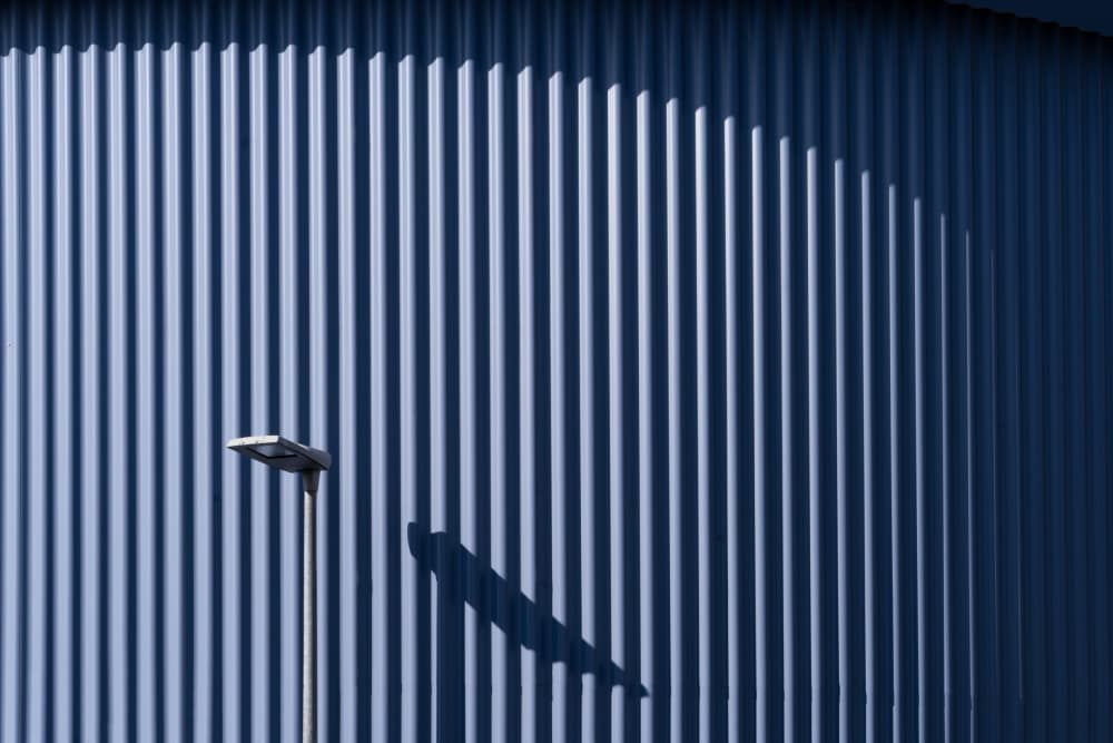 Corrugated Blue Wall Shadows by Streiff Marcel — canvas wall art