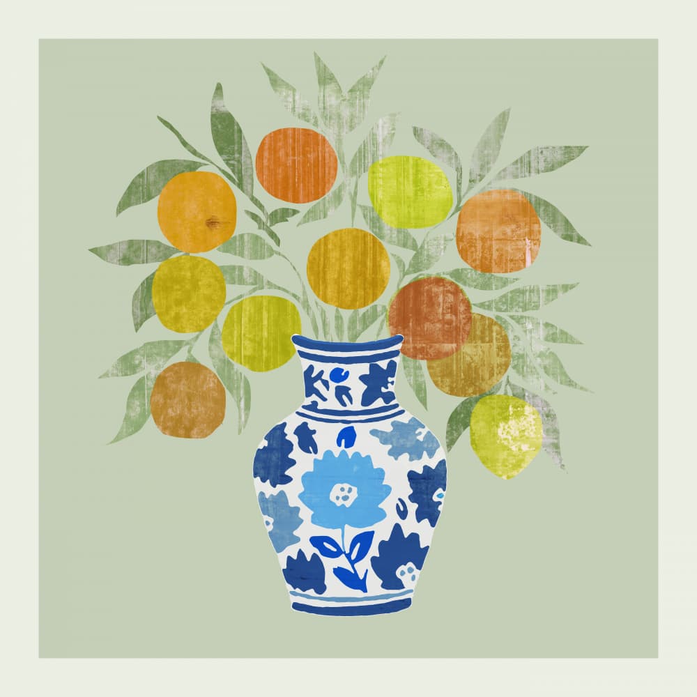 Vibrant Citrus Vase by cartissi — canvas wall art