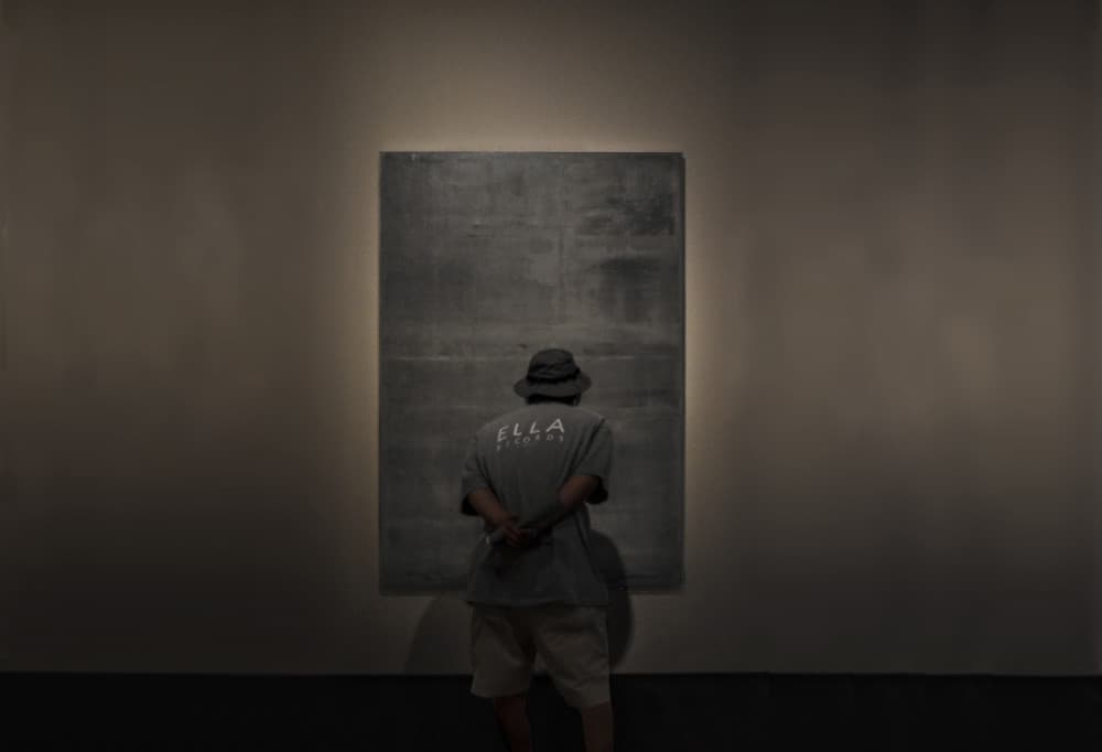 Man Before Abstract Painting by Keisuke Togawa — canvas wall art