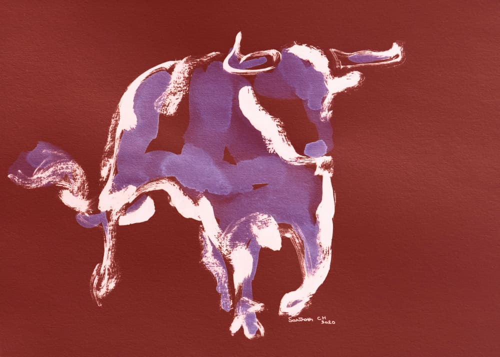 Charging Purple Bull by Santhosh ch — canvas wall art