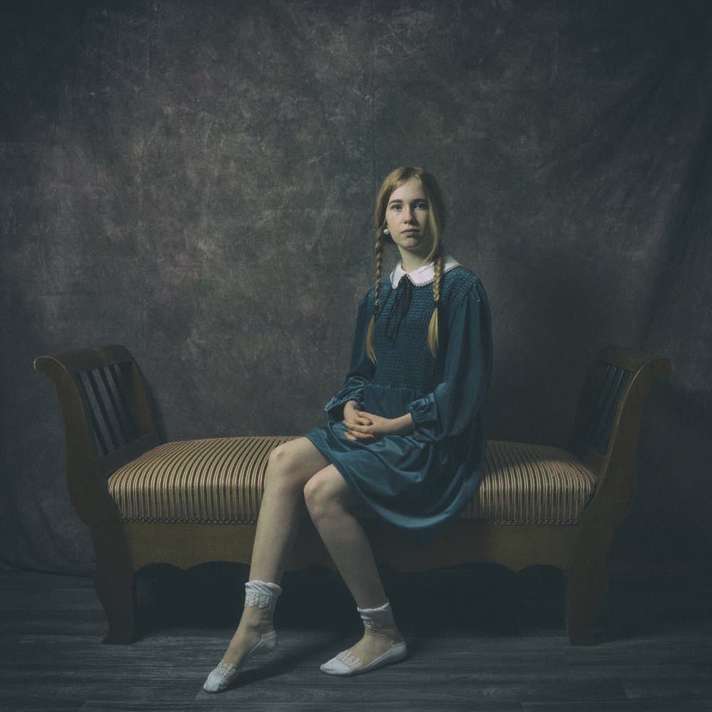 Quiet Girl on Bench by Ruth Franke — canvas wall art