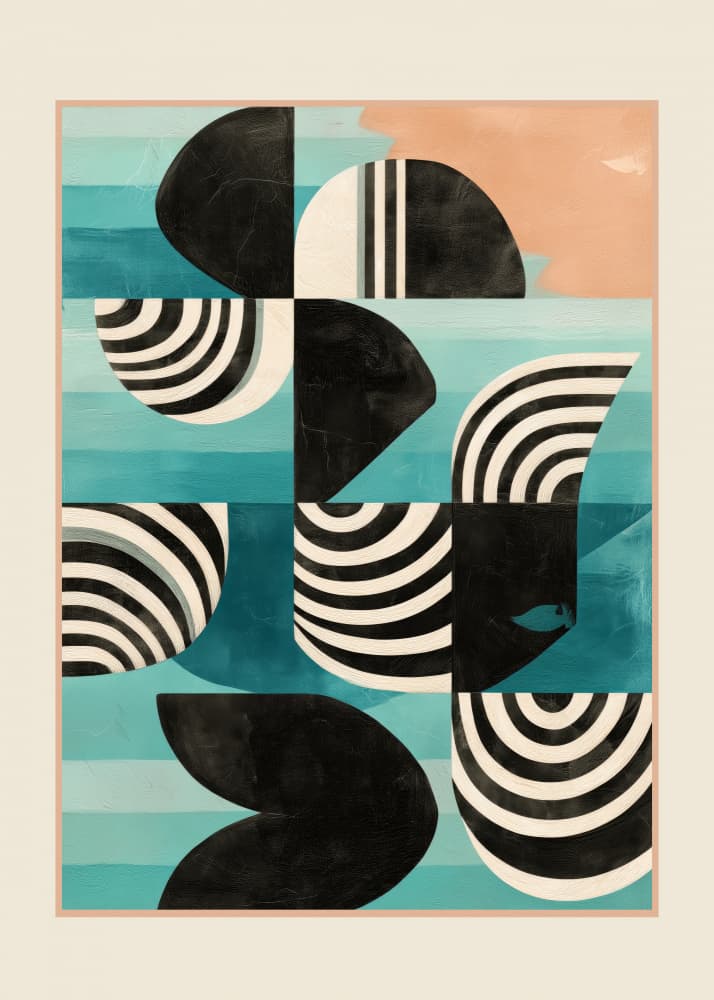 Modern Aqua Shapes by Nadjaa — canvas wall art