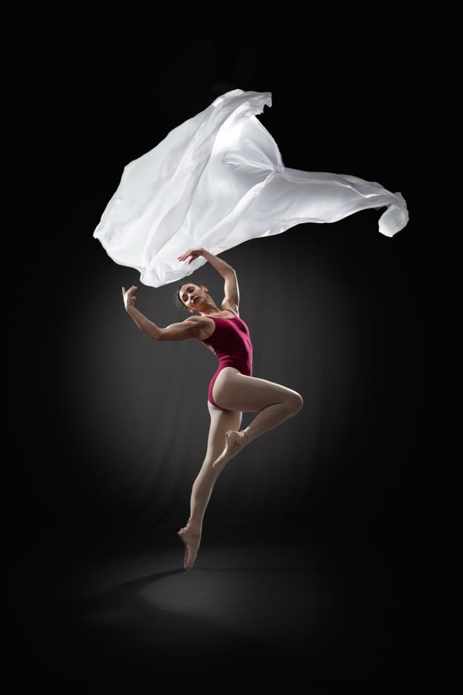 Ballerina with Flowing Fabric by Songlin Xu — canvas wall art