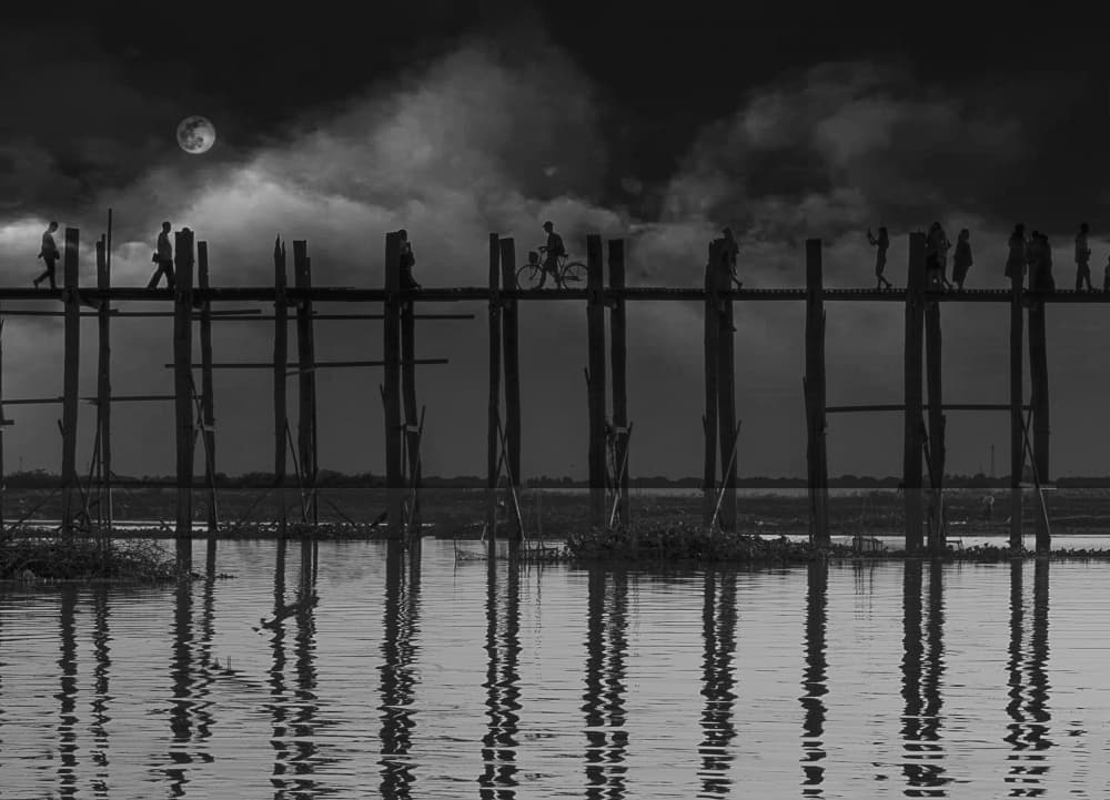 Moonlit Bridge Walk by Jiahong Zeng — canvas wall art