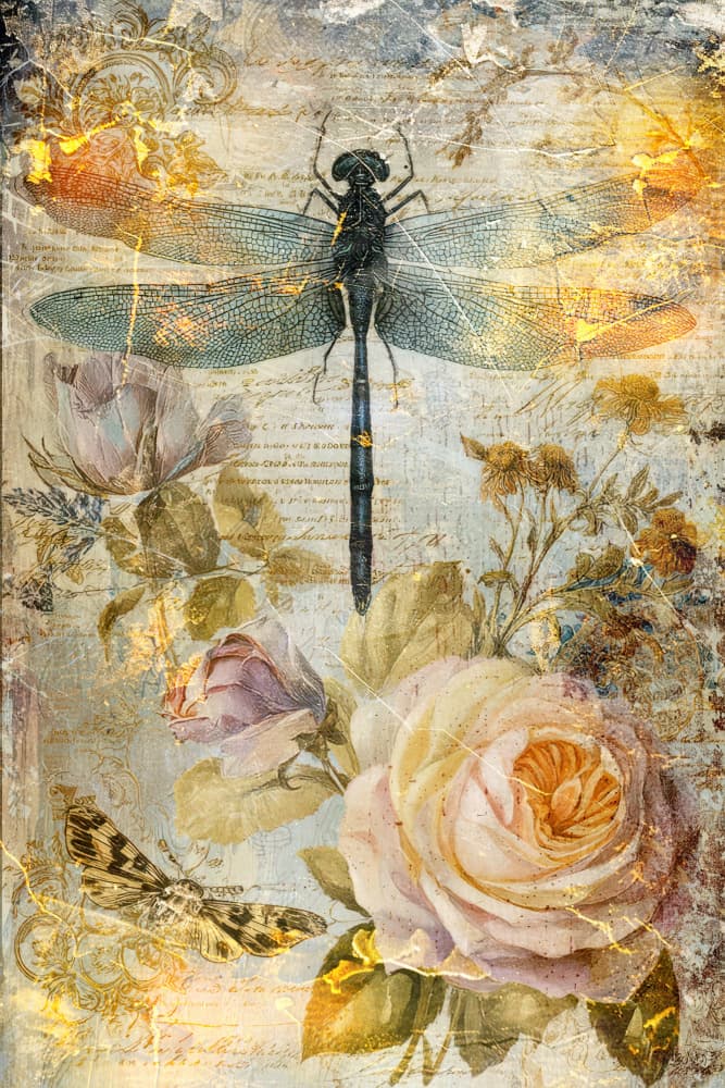 Vintage Dragonfly Garden by Rafal Kulik — canvas wall art
