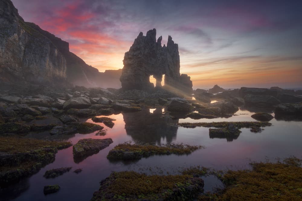 Sunset Sea Stack Reflection by SANDEEP MATHUR — canvas wall art