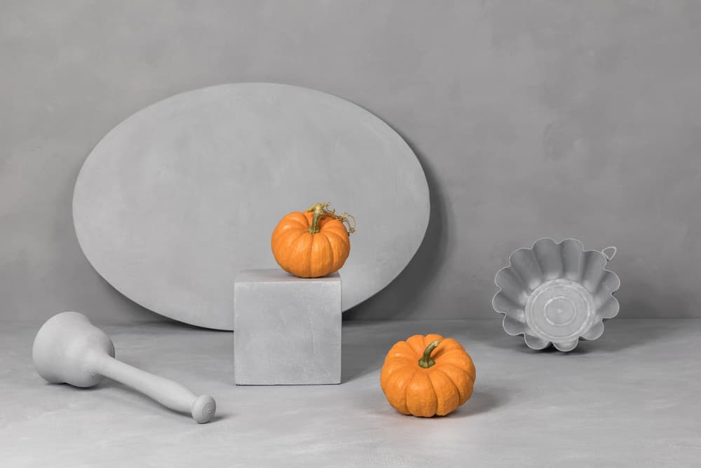Orange Pumpkins Gray Kitchen by Christophe Verot — canvas wall art