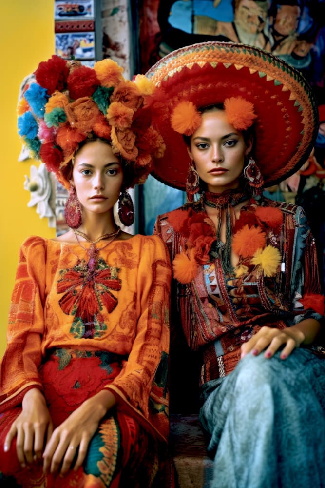 Vibrant Mexican Folk Attire by Justyna Jaszke — canvas wall art