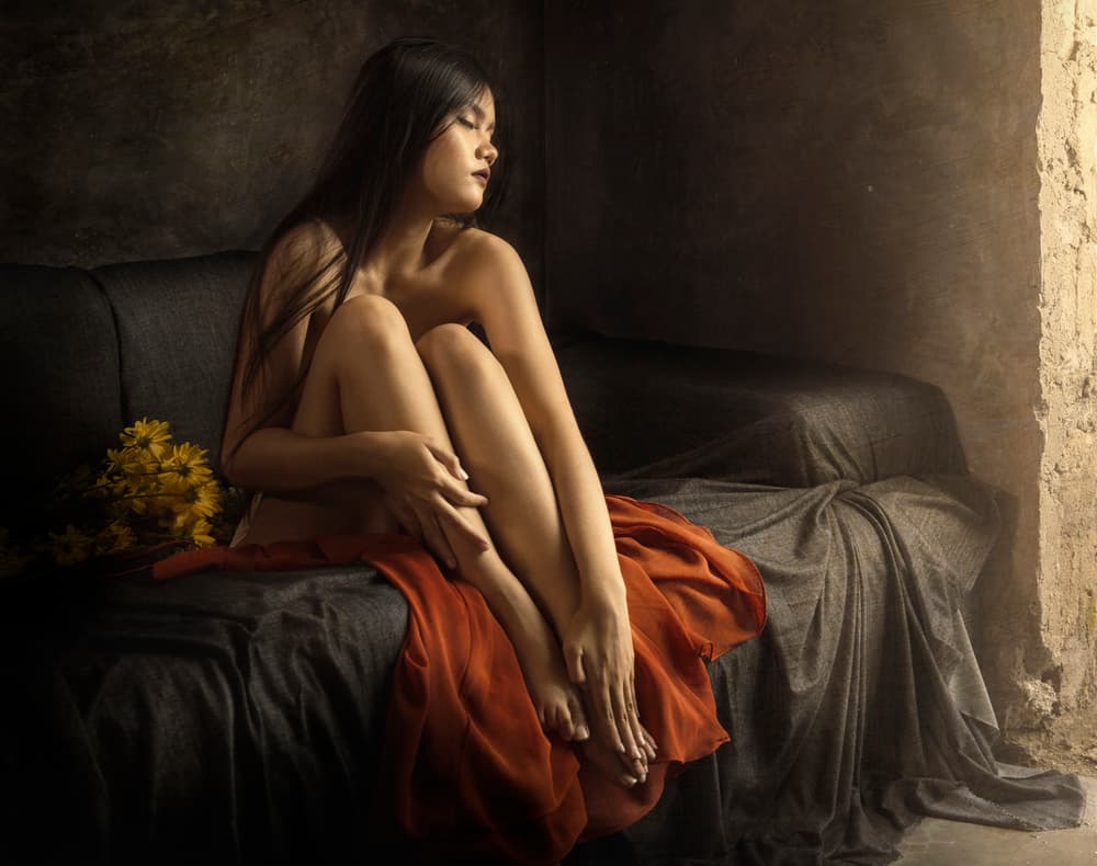 Elegant Woman Pensive Moment by Sebastian Kisworo — canvas wall art