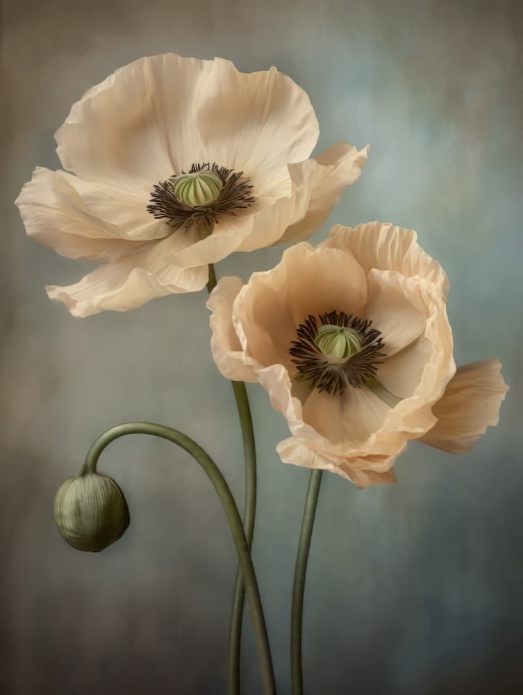 Elegant Poppies Bloom by Bilge Paksoylu — canvas wall art