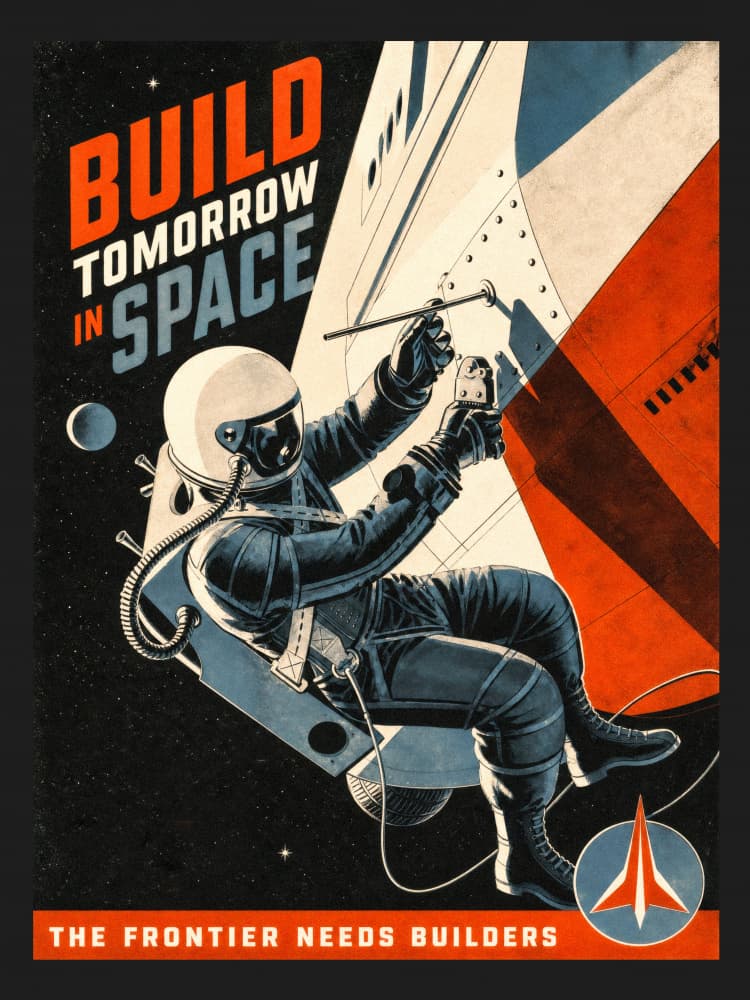 Retro Space Builder by Taudalpoi — canvas wall art