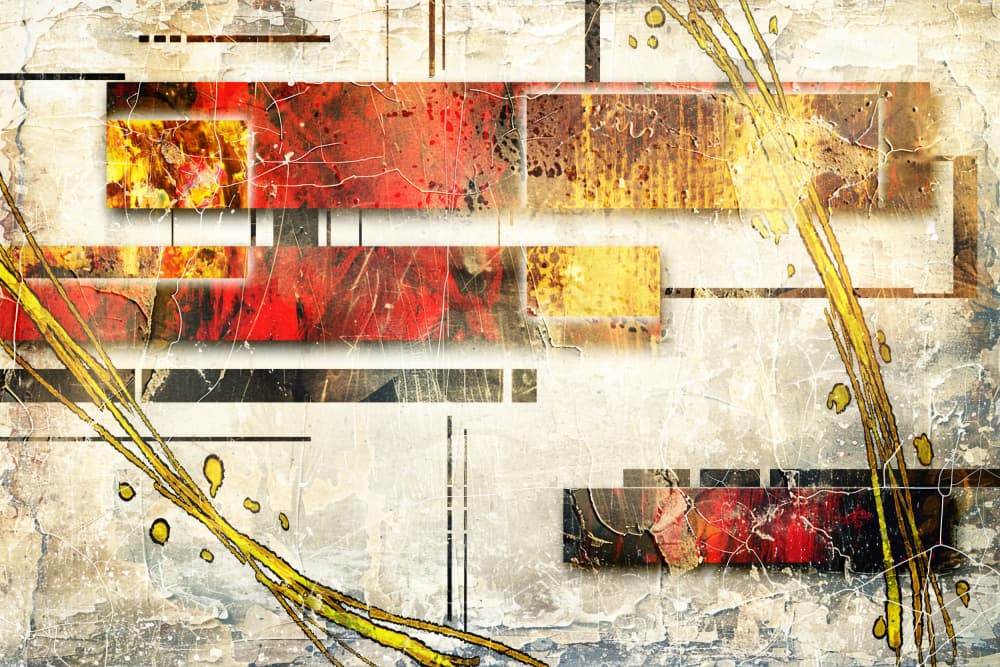 Vibrant Grunge Geometry by Rafal Kulik — canvas wall art