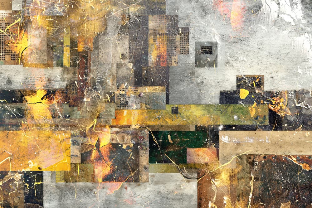 Golden Industrial Abstract by Rafal Kulik — canvas wall art