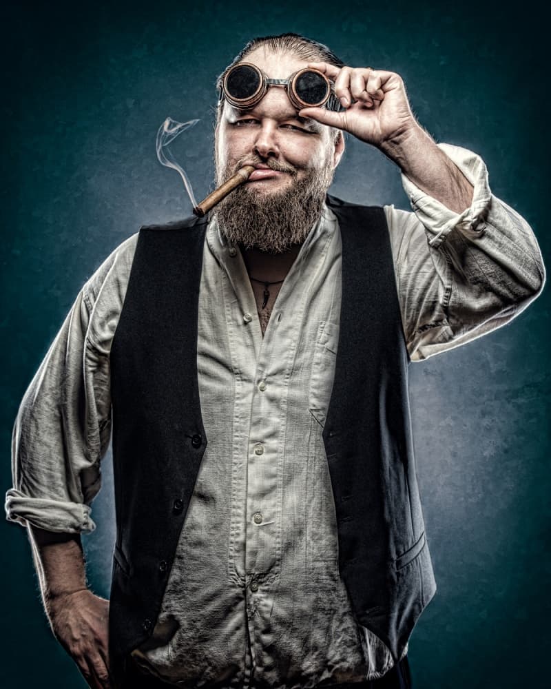 Bearded Steampunk Smoker by Petri Damstén — canvas wall art