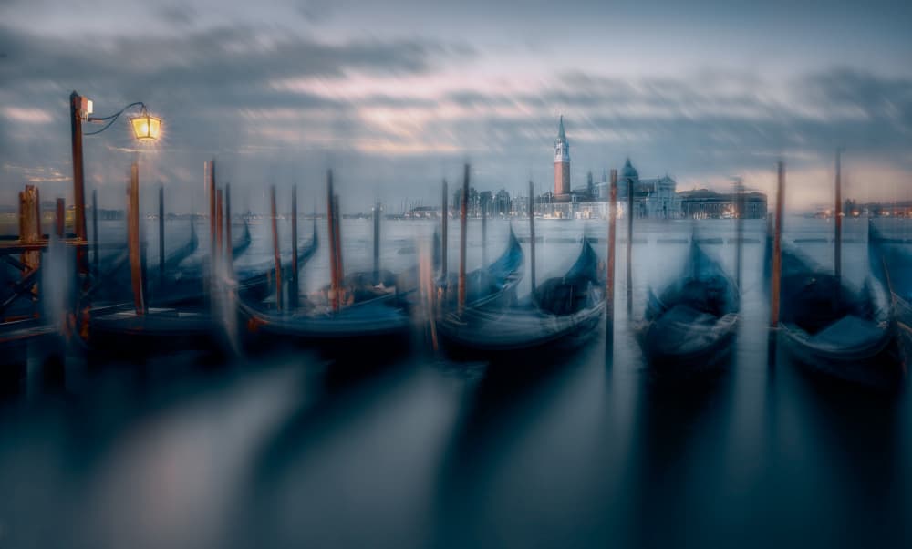 Venetian Twilight Gondolas by Gu and Hongchao — canvas wall art