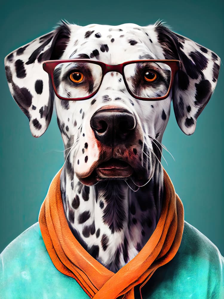 Hipster Dalmatian Dog Portrait by Justyna Jaszke — canvas wall art
