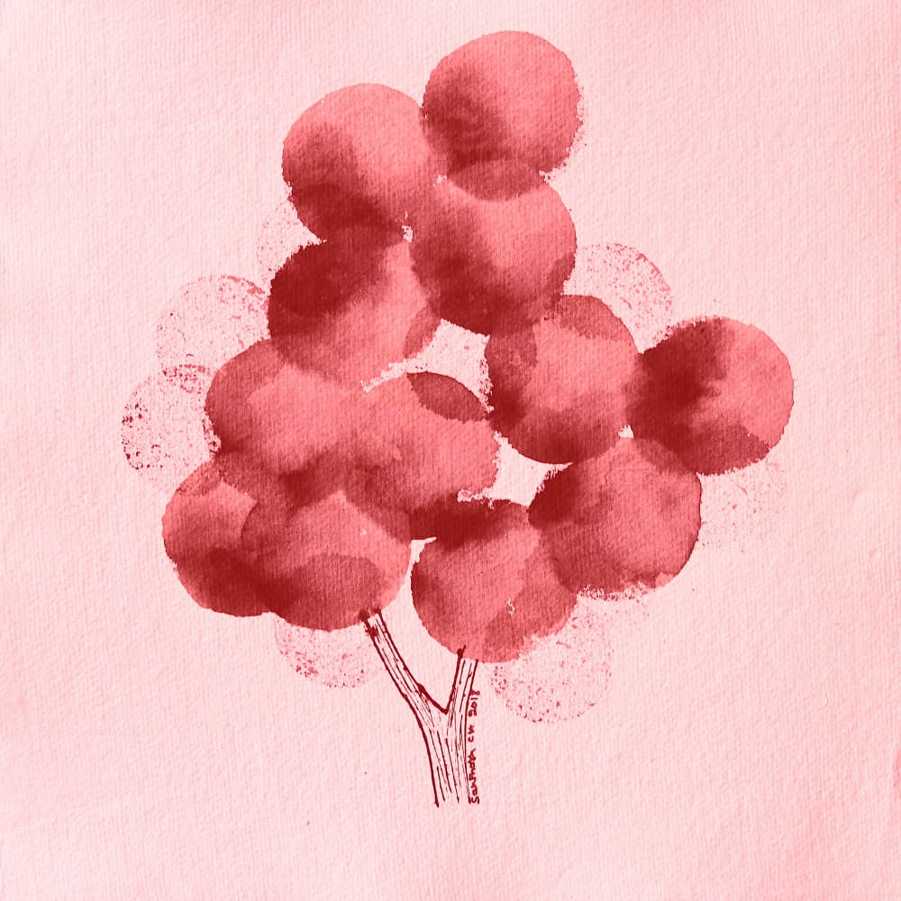 Red Watercolor Tree by Santhosh ch — canvas wall art