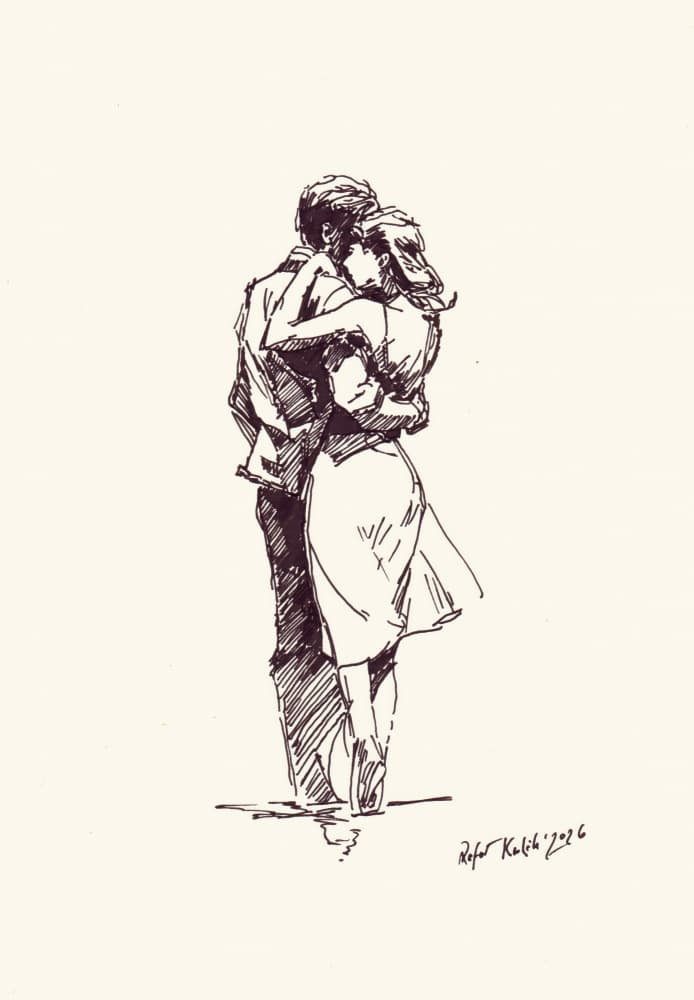 Couple Dancing Embrace by Rafal Kulik — canvas wall art