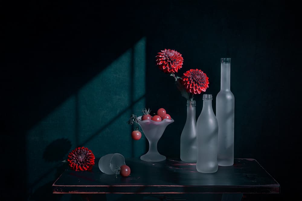 Elegant Dahlias Still Life by Lydia Jacobs — canvas wall art