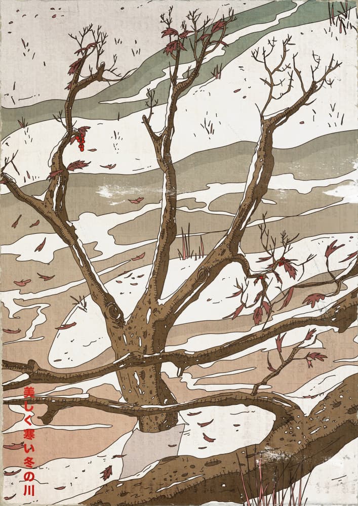 Winter River Bare Trees by Nicholas — canvas wall art