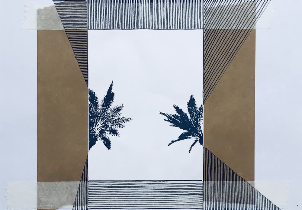 Geometric Palm Views by kellymariesmith — canvas wall art