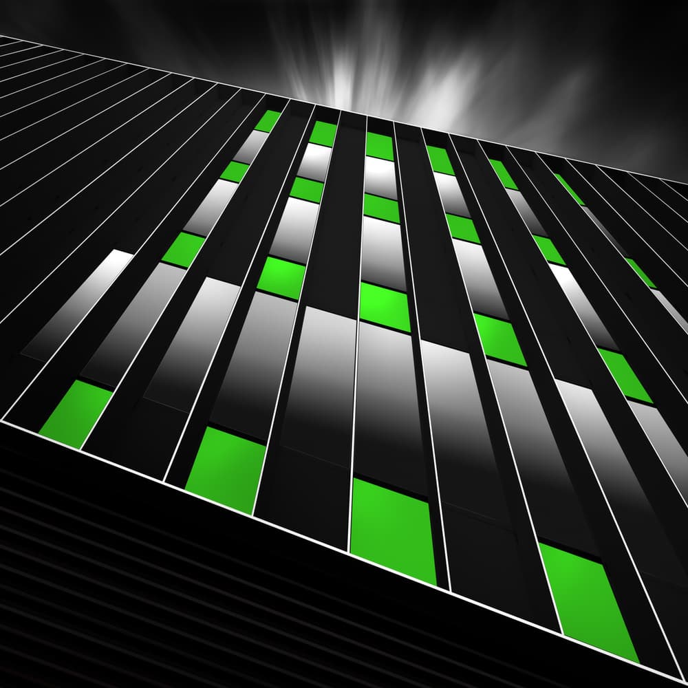 Sleek Green Facade by Marc Huybrighs — canvas wall art