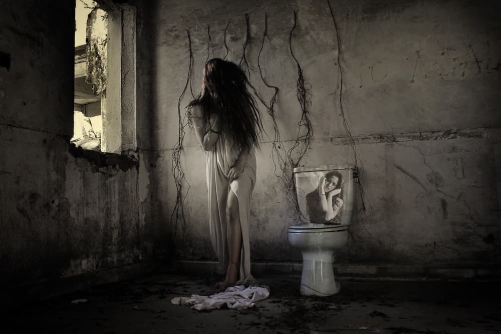 Woman's Disturbed Reflection by Joey Bangun — canvas wall art