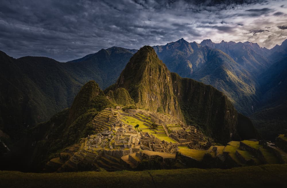 Machu Picchu Golden Light by Bing Li — canvas wall art