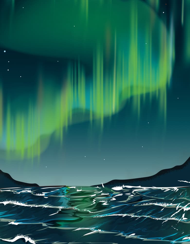 Northern Lights Over Water by Nicholas — canvas wall art