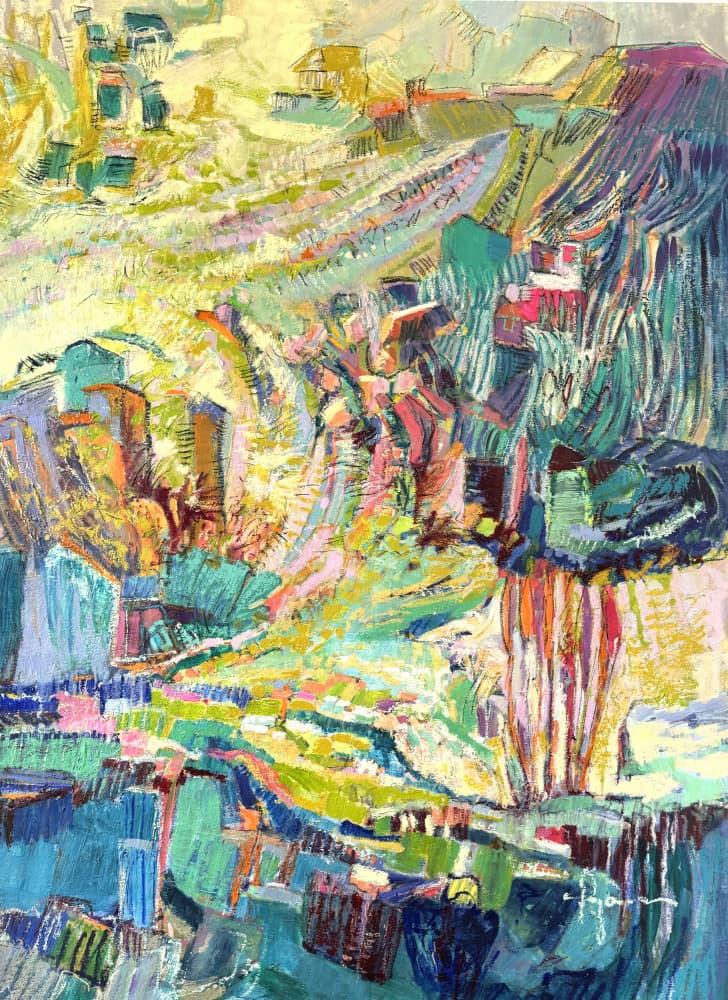 Vibrant Mountain Village by Dorothy Fagan — canvas wall art