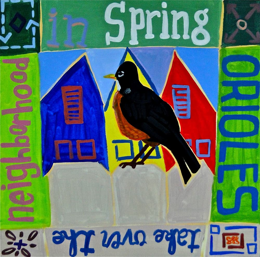 Colorful Neighborhood Robin by Steve Spencer — canvas wall art