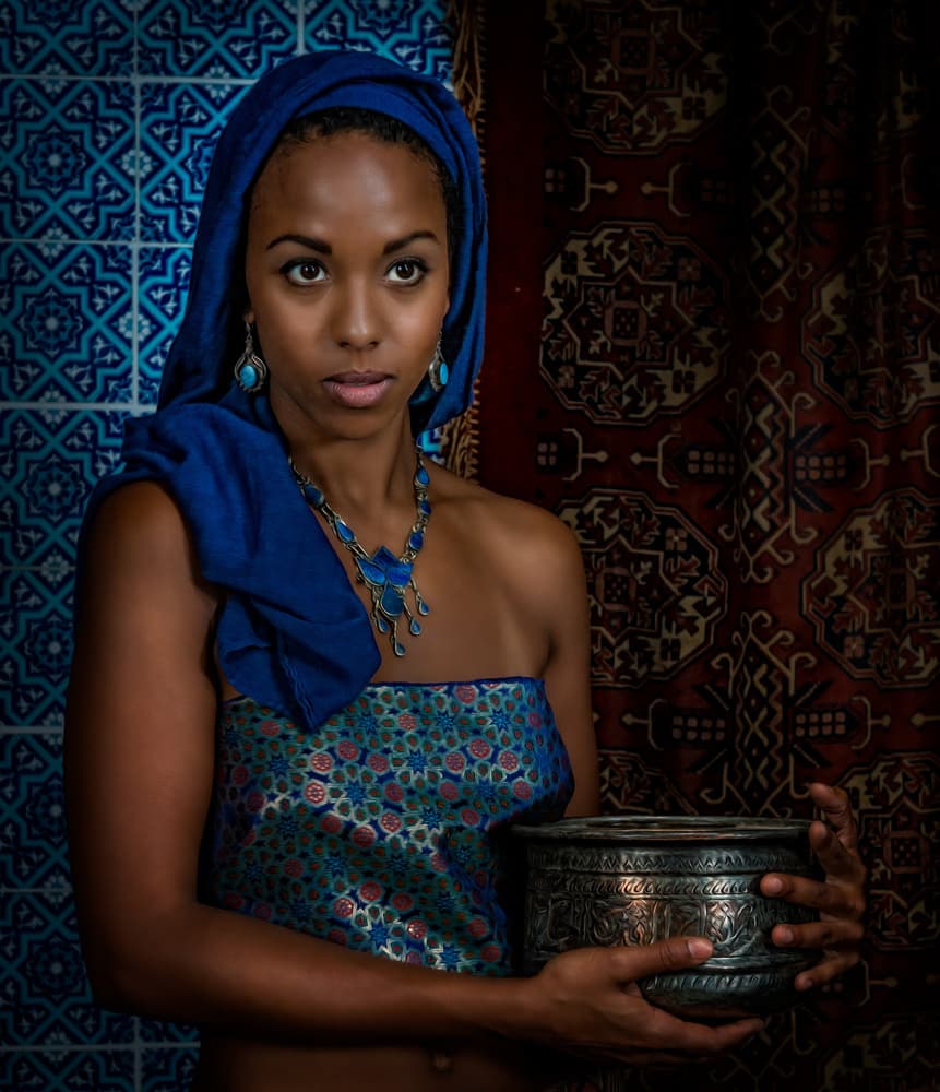 Eastern Woman Ornate Bowl by Derek Galon MA FRPS FOPS — canvas wall art