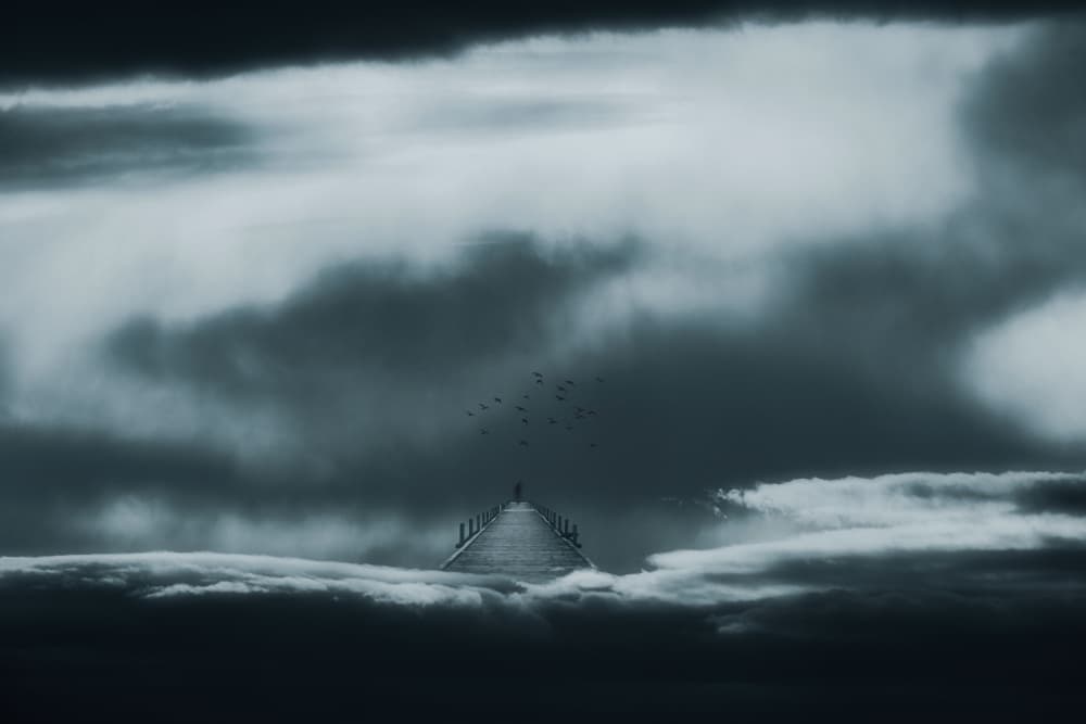 Misty Pier Journey by Uschi Hermann — canvas wall art