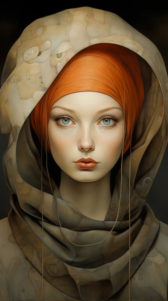 Serene Orange Turban by Bilge Paksoylu — canvas wall art