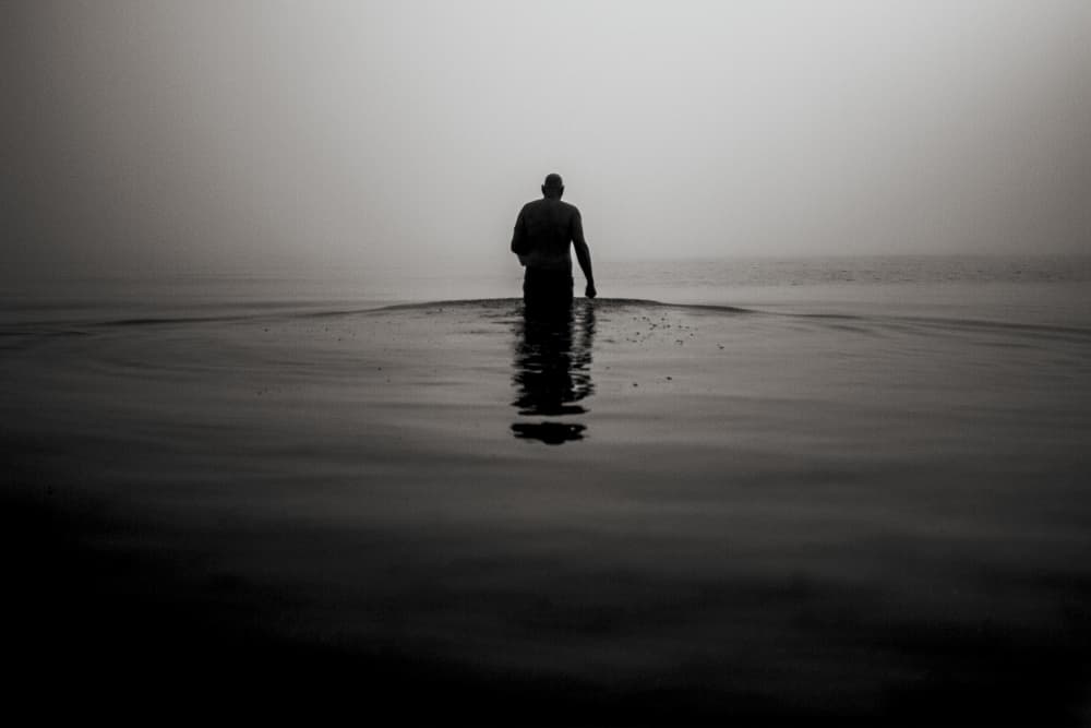 Man Walking Into Fog by Bogdan Bouşcă — canvas wall art