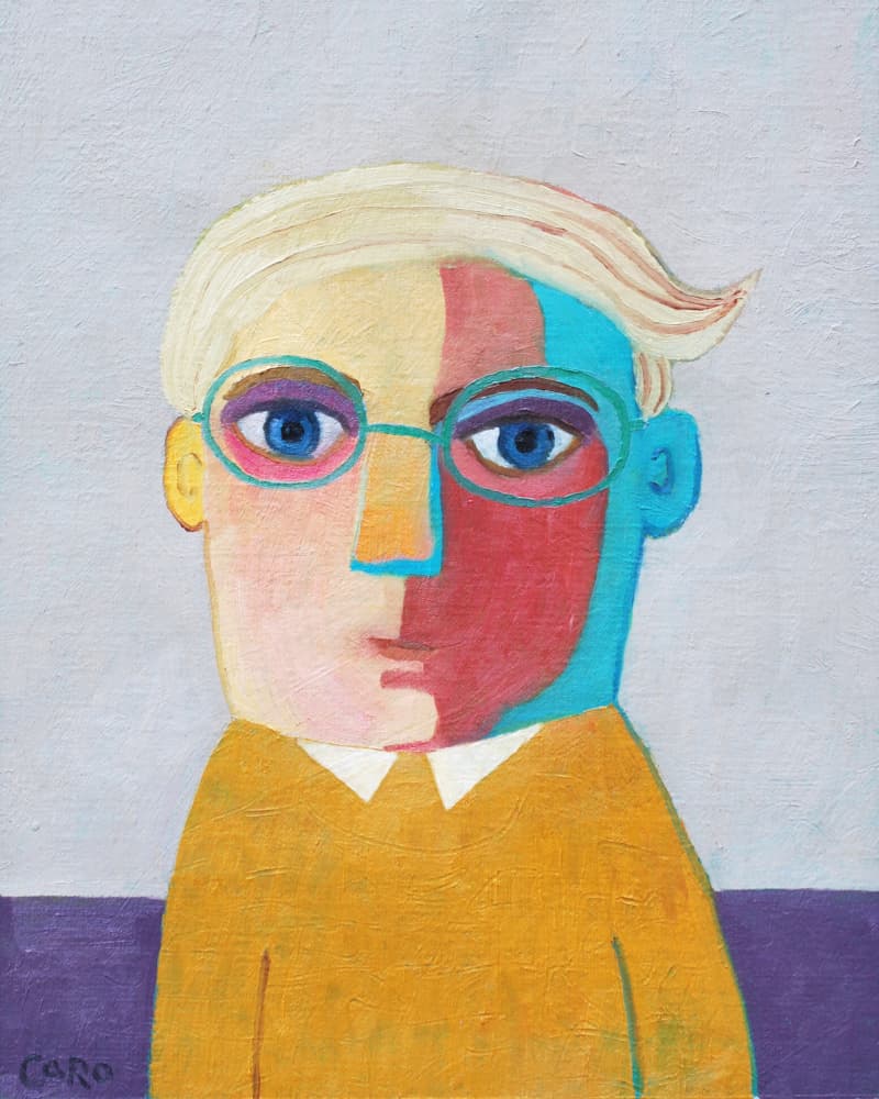 Colorful Man Portrait by Caroline Roberts — canvas wall art