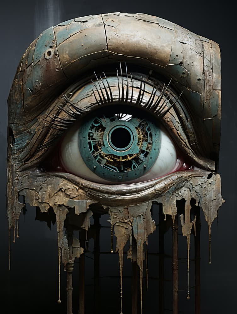 Dripping Mechanical Eye by Bilge Paksoylu — canvas wall art
