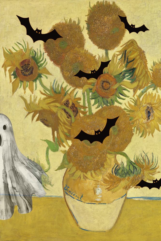 Halloween Sunflowers Ghost by The Art Concept — canvas wall art