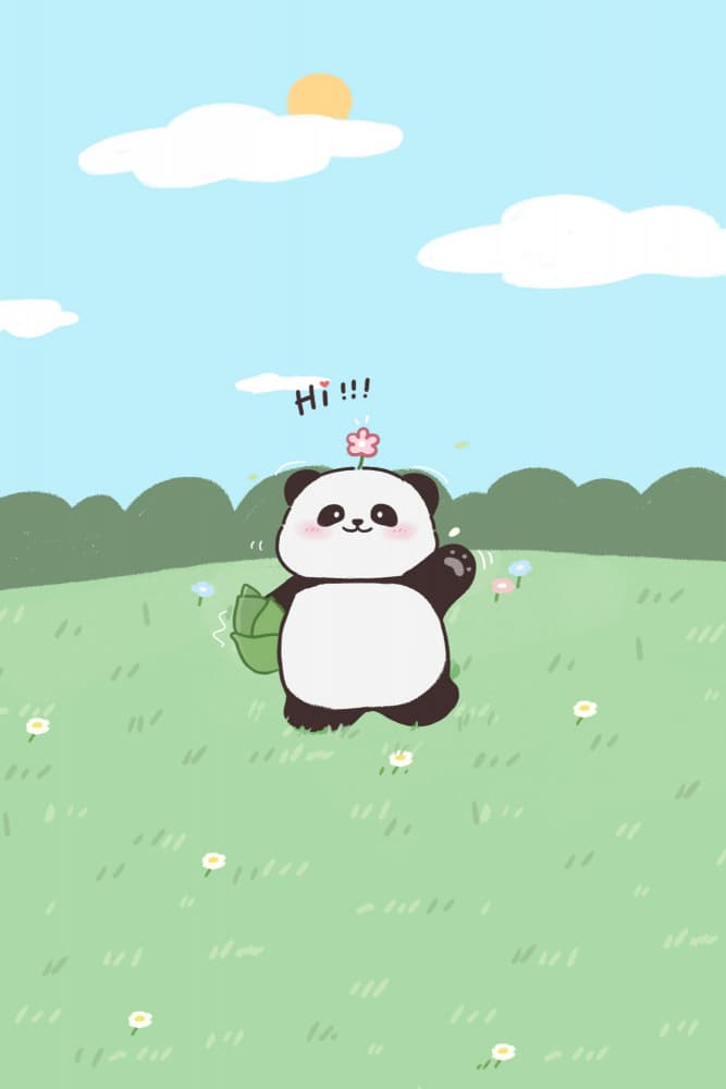 Cute Waving Panda by Xuan Thai — canvas wall art