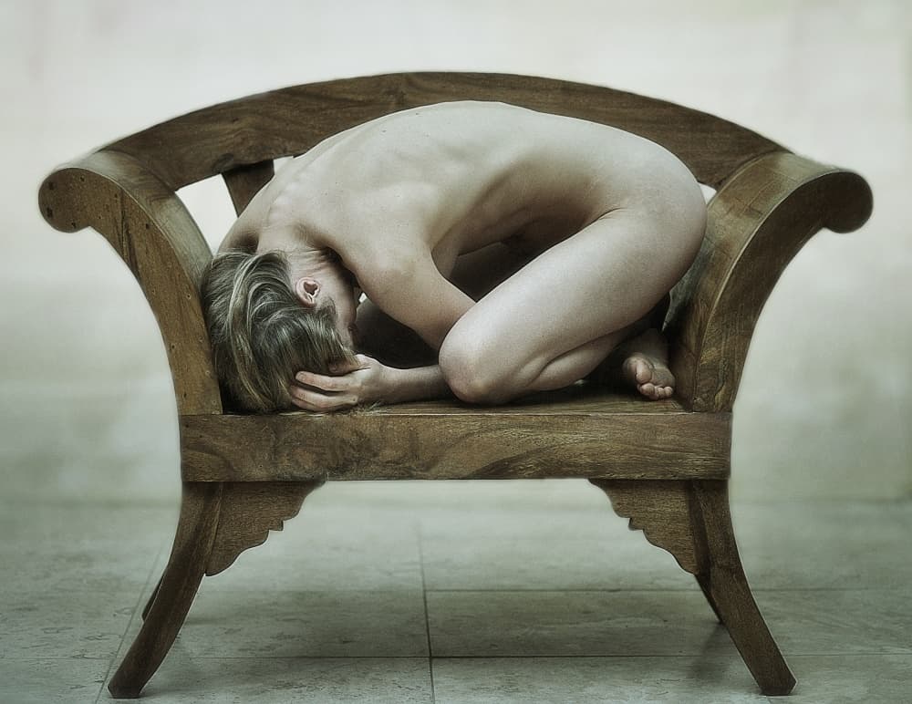 Curled Woman Solitude by kenp — canvas wall art