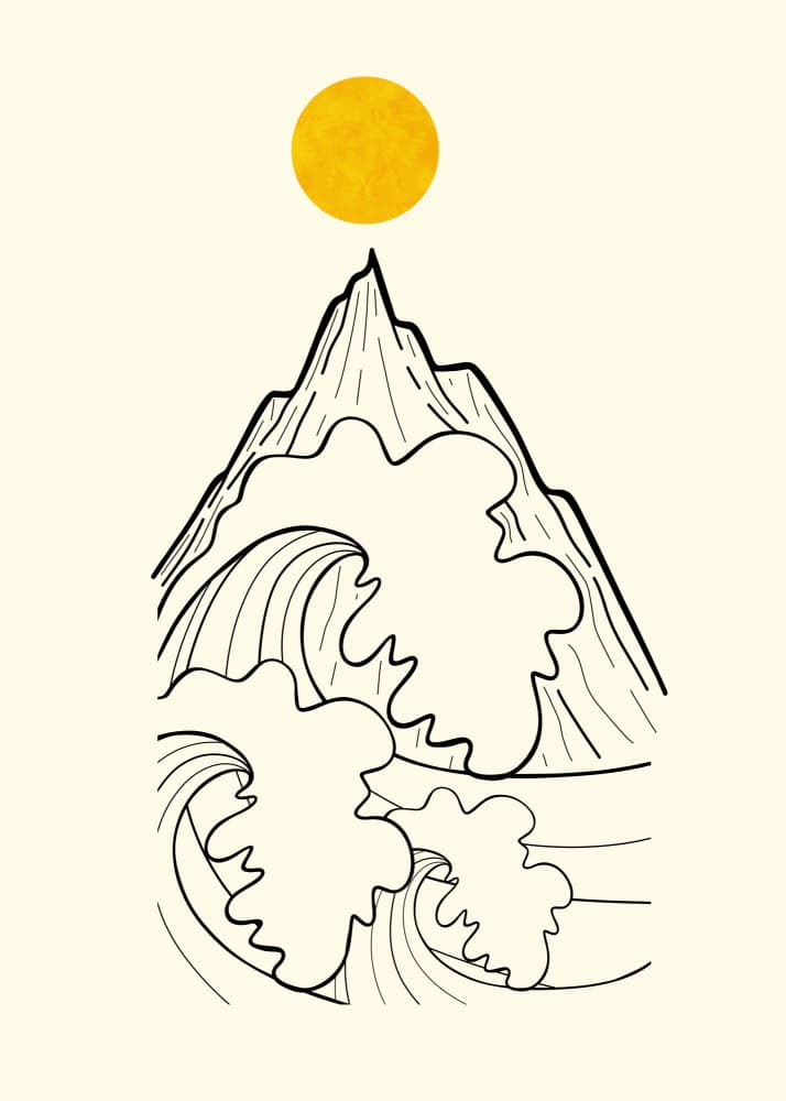 Golden Sun Mountain Waves by Stephen Wade — canvas wall art