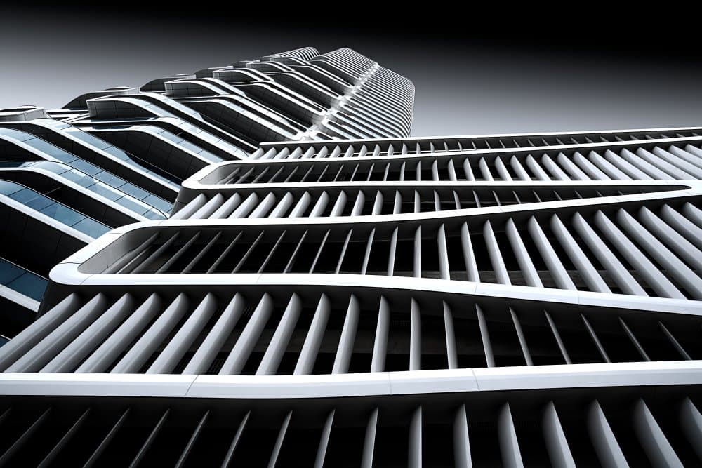 Sleek Building Lines by Roland Weber — canvas wall art