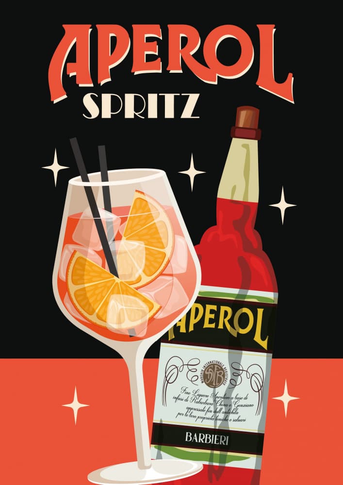 Retro Orange Cocktail by WallChart Art Studio — canvas wall art
