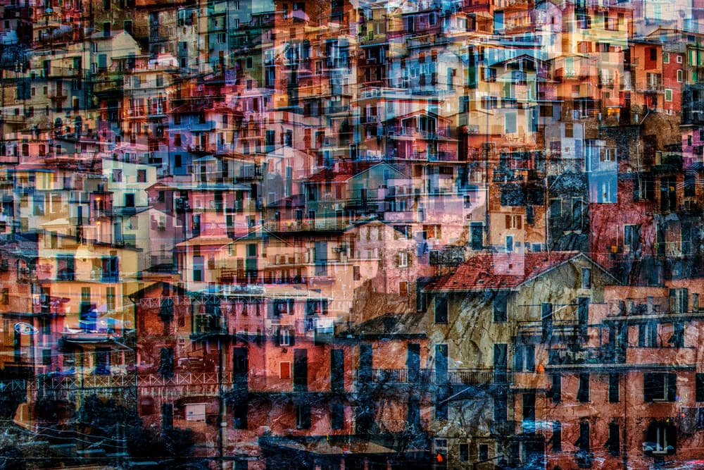 Vibrant Layered Cityscape by Massimo Della Latta — canvas wall art