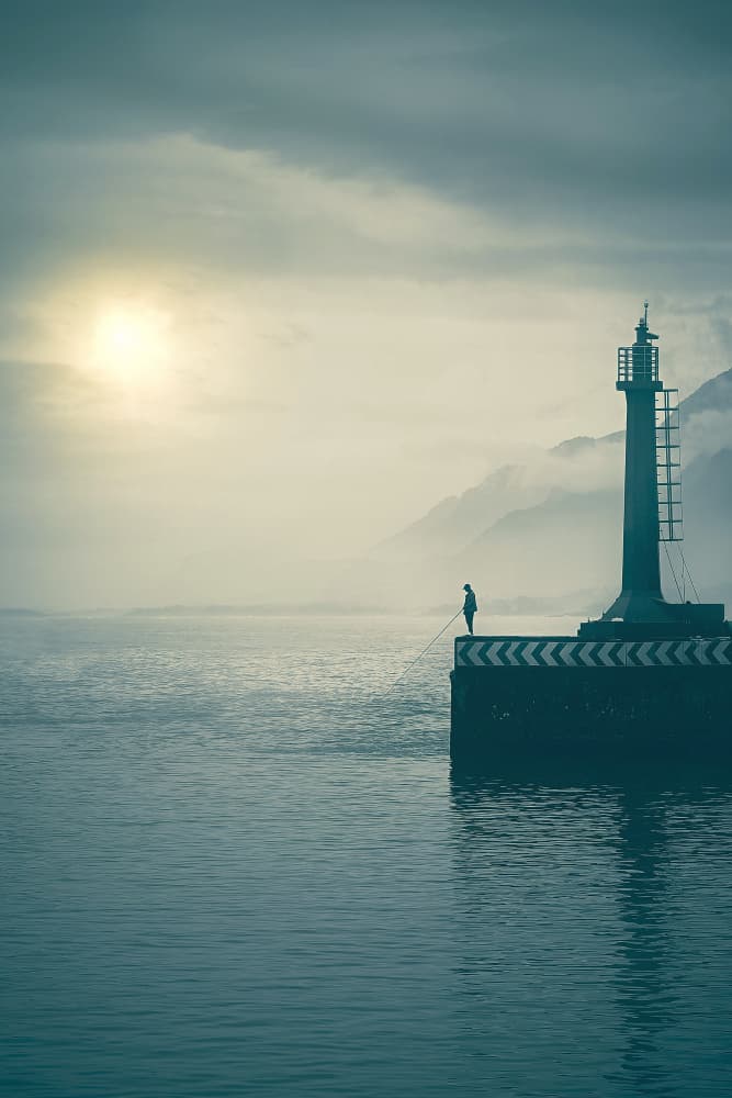 Misty Morning Fisherman by MingLun Tsai (蔡明倫) — canvas wall art
