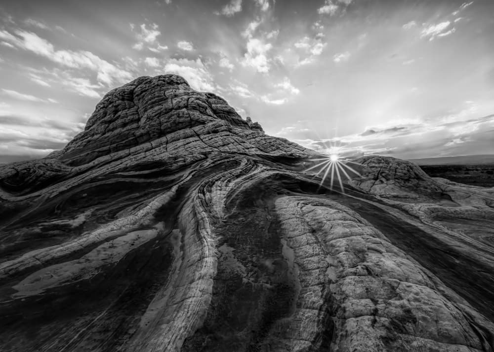 Desert Sunburst Landscape by John J. Chen — canvas wall art