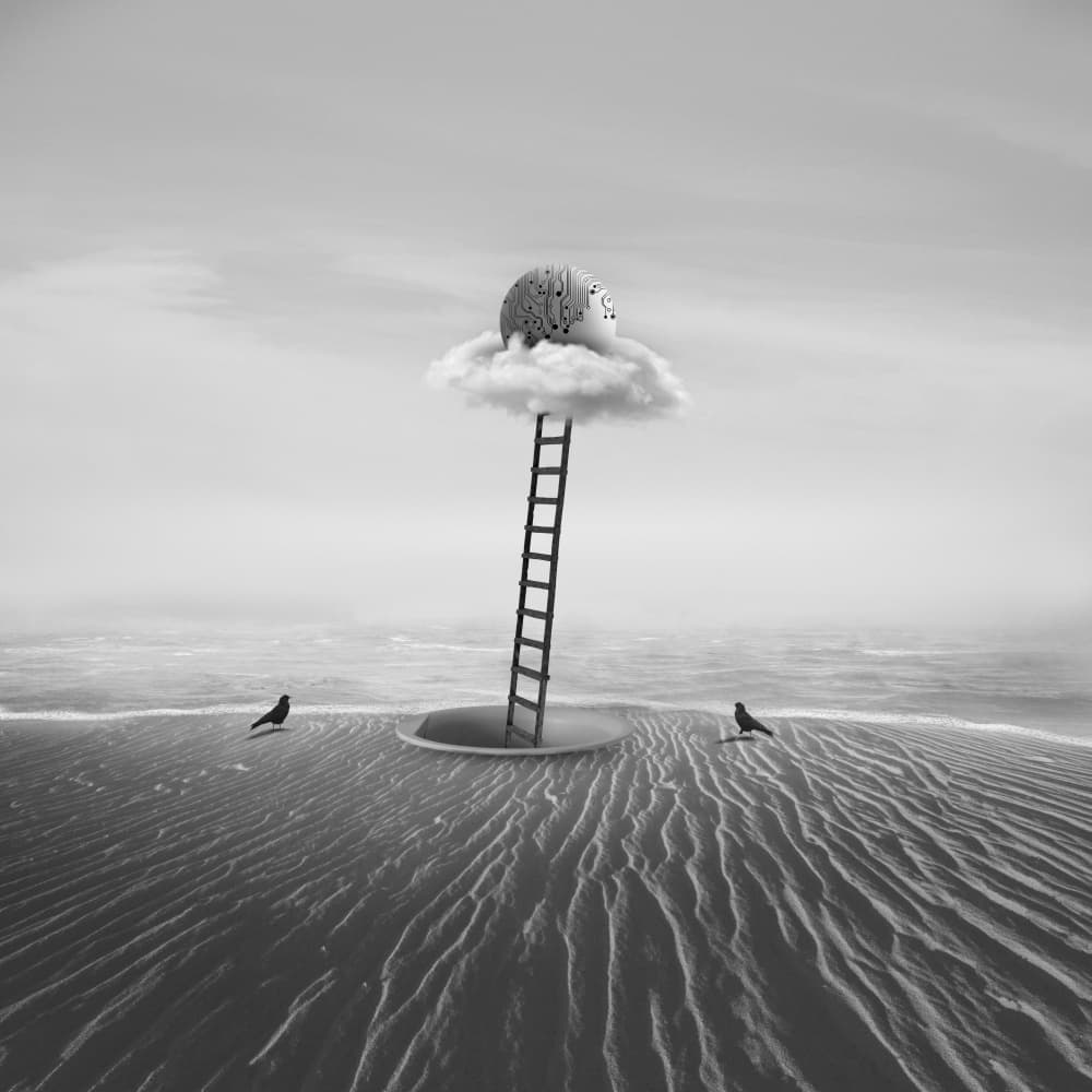 Surreal Cloud Ladder by Hadi Malijani (Malenjani) — canvas wall art