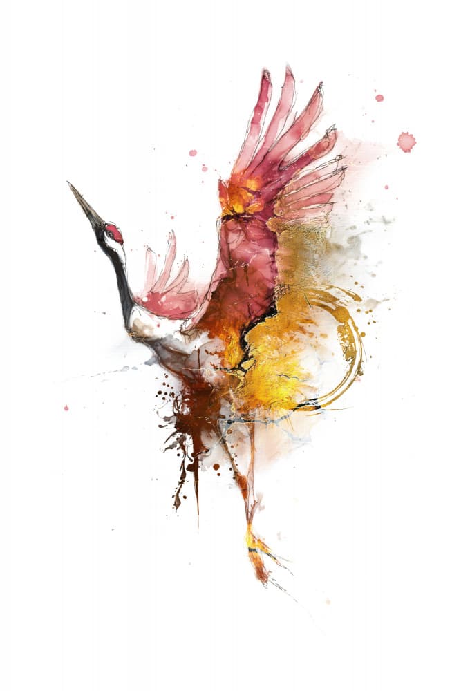Vibrant Crane Soar by Rafal Kulik — canvas wall art