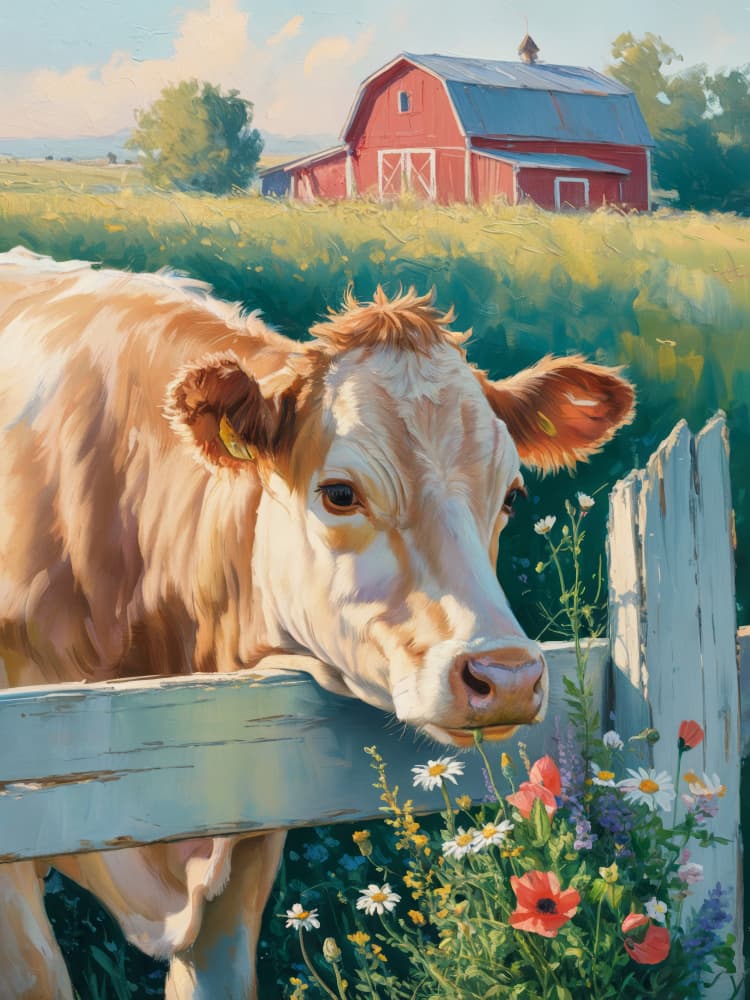 Curious Cow at the Fence by Andreas Magnusson — canvas wall art
