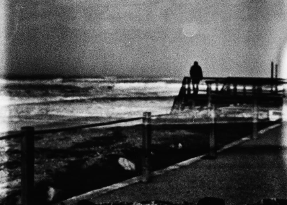 Lonely Figure Moonlit Ocean by Paulo Abrantes — canvas wall art